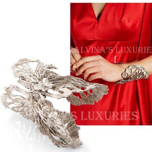 ALEXANDER MCQUEEN BRACELET SILVER TONE FISH WIDE WRAP CUFF